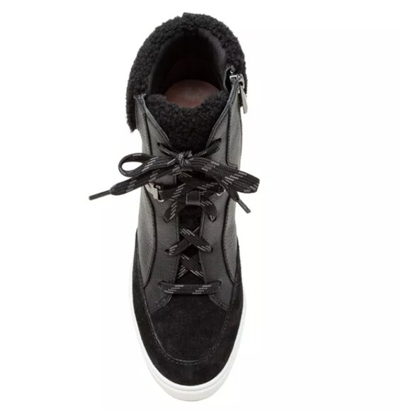 NEW Linea Paolo ARDEN Faux Shearling Trimmed Wedge Sneakers. Booties. Size 7. - Picture 3 of 13